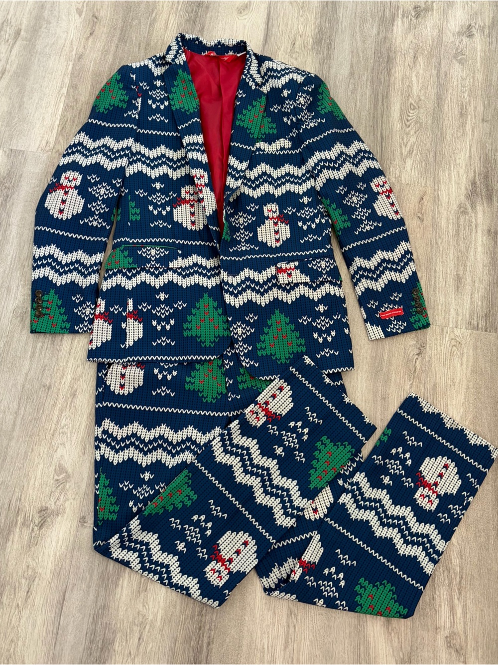 Shinesty Tacky Christmas Suit Set Jacket Blazer Size 42 - Pants Size 33/34 Snow